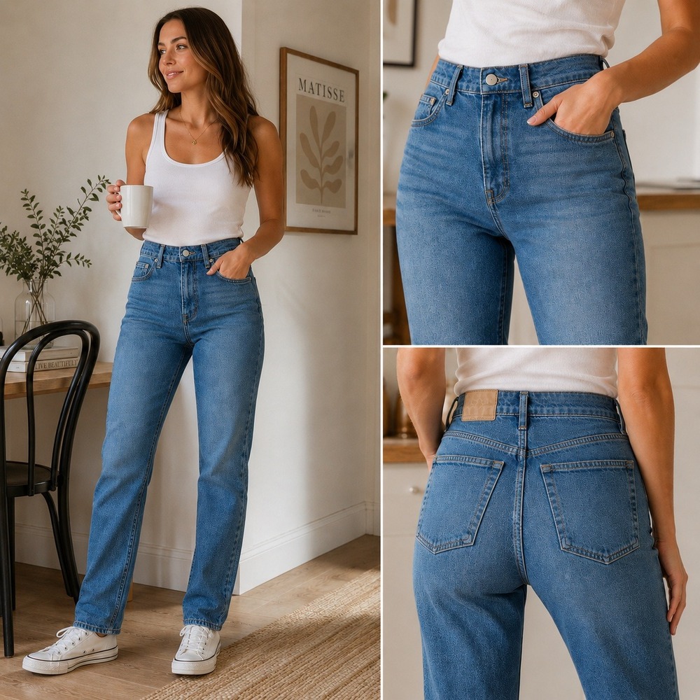 Everlane Original Cheeky Jeans Womens 27 Regular High Rise Straight Leg Med Wash